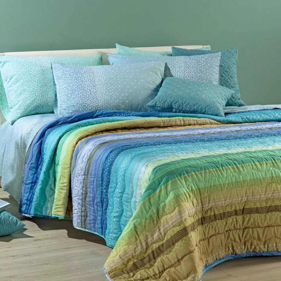 Caleffi Copriletto Primaverile DECOR Microfibra fantasia Bluette multicolor