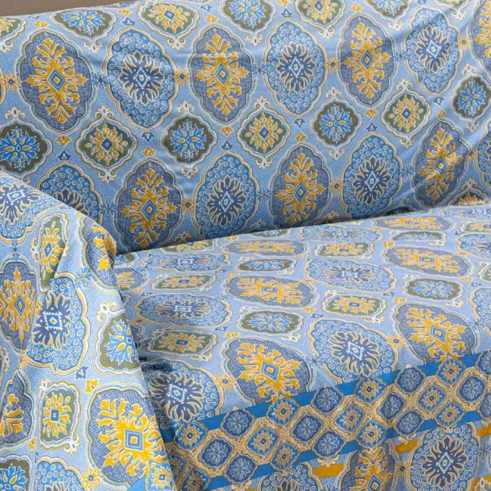 Caleffi Telo Arredo 270x270 cm Orlando bluette etnico matrimoniale