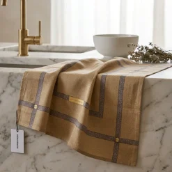 Canovaccio Cucina Borbonese Lounge caramello in Cotone 50x70