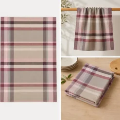Canovaccio cucina rosa cipria 60x80 Bossi Casa tinto filo