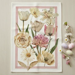 Canovaccio Tag House Paper rosa floreale 58x80 | Puro Cotone Italiano