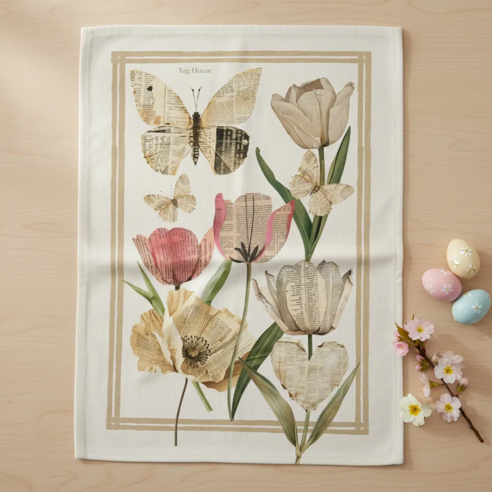Canovaccio Vintage floreale Tag House | Strofinaccio Shabby 58x80