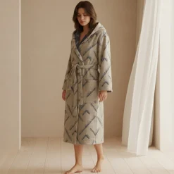 CARRARA Accappatoio UNISEX in Spugna con Cappuccio Kanzi blu