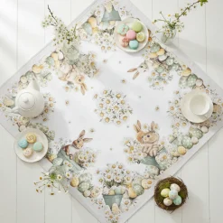 Centrotavola Pasquale tovaglietta quadrata 100% cotone 93x93 Rabbit