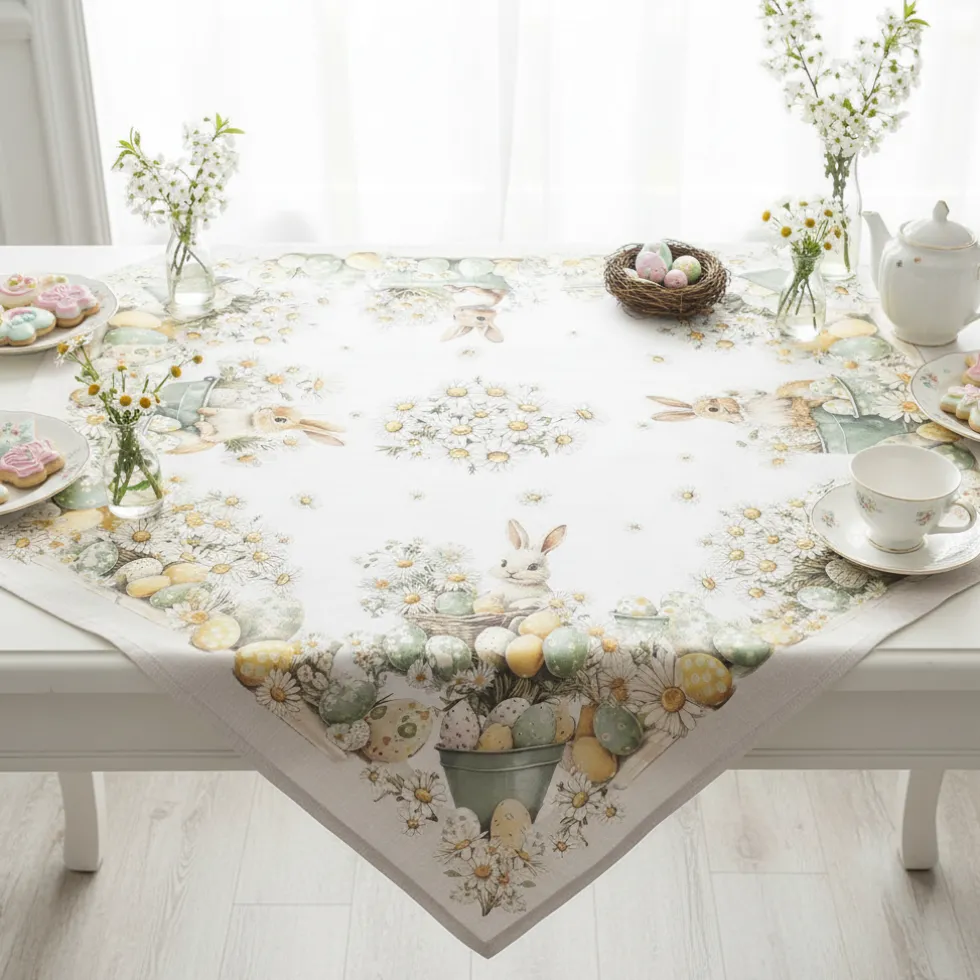 Centrotavola Pasquale tovaglietta quadrata 100% cotone 93x93 Rabbit