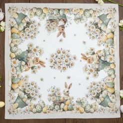 Centrotavola Pasquale tovaglietta quadrata 100% cotone 93x93 Rabbit