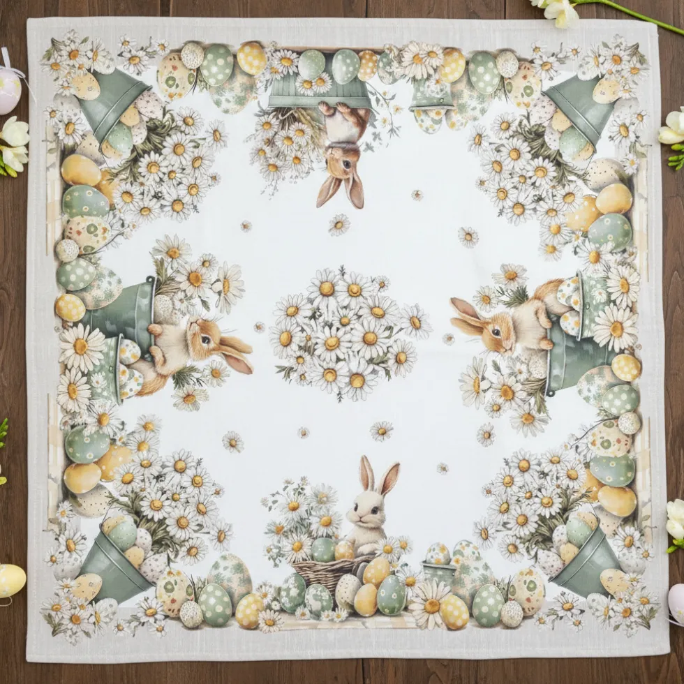 Centrotavola Pasquale tovaglietta quadrata 100% cotone 93x93 Rabbit