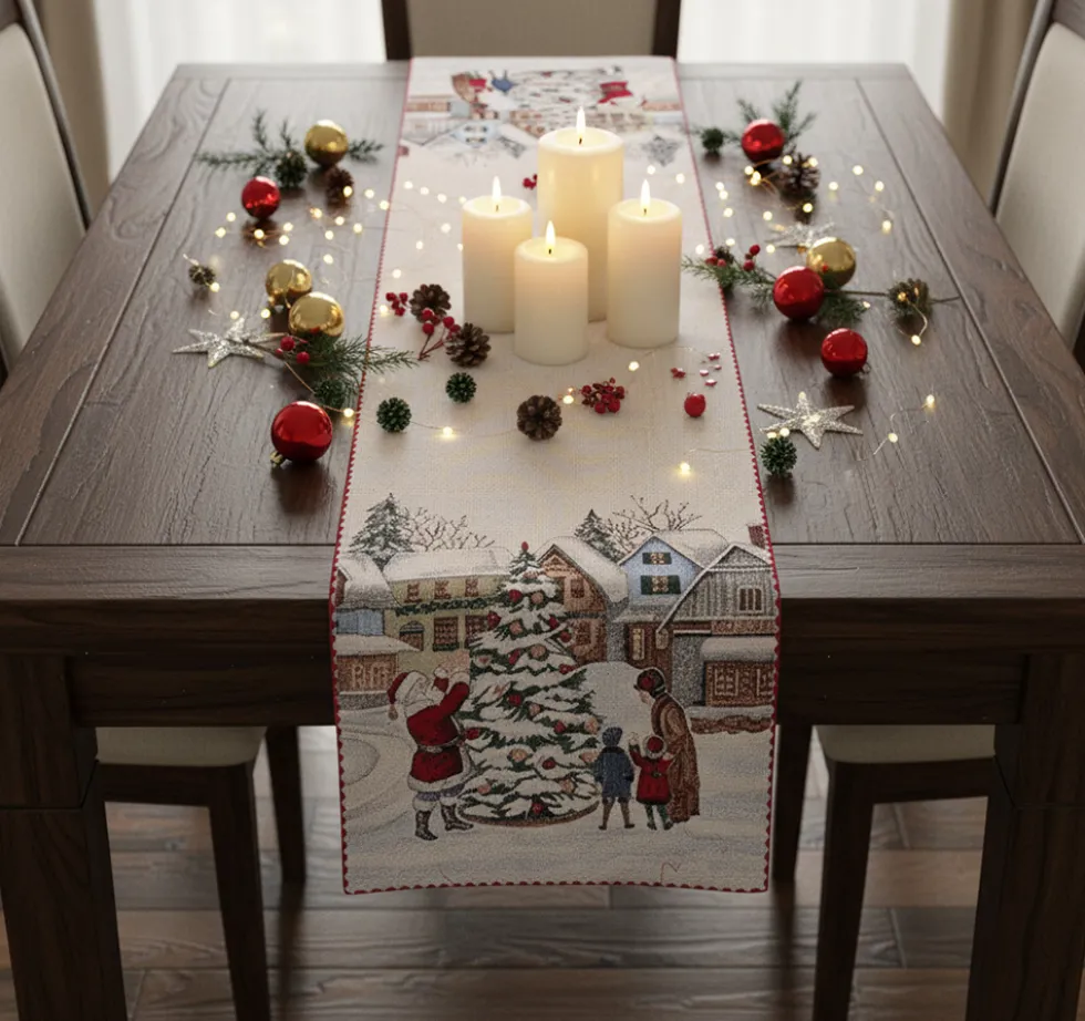 Centrotavola rettangolare Runner in Gobelin 40x135 cm Albero di Natale