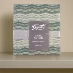 Cogal Copripiumino matrimoniale caldo cotone Zig-Zag verde