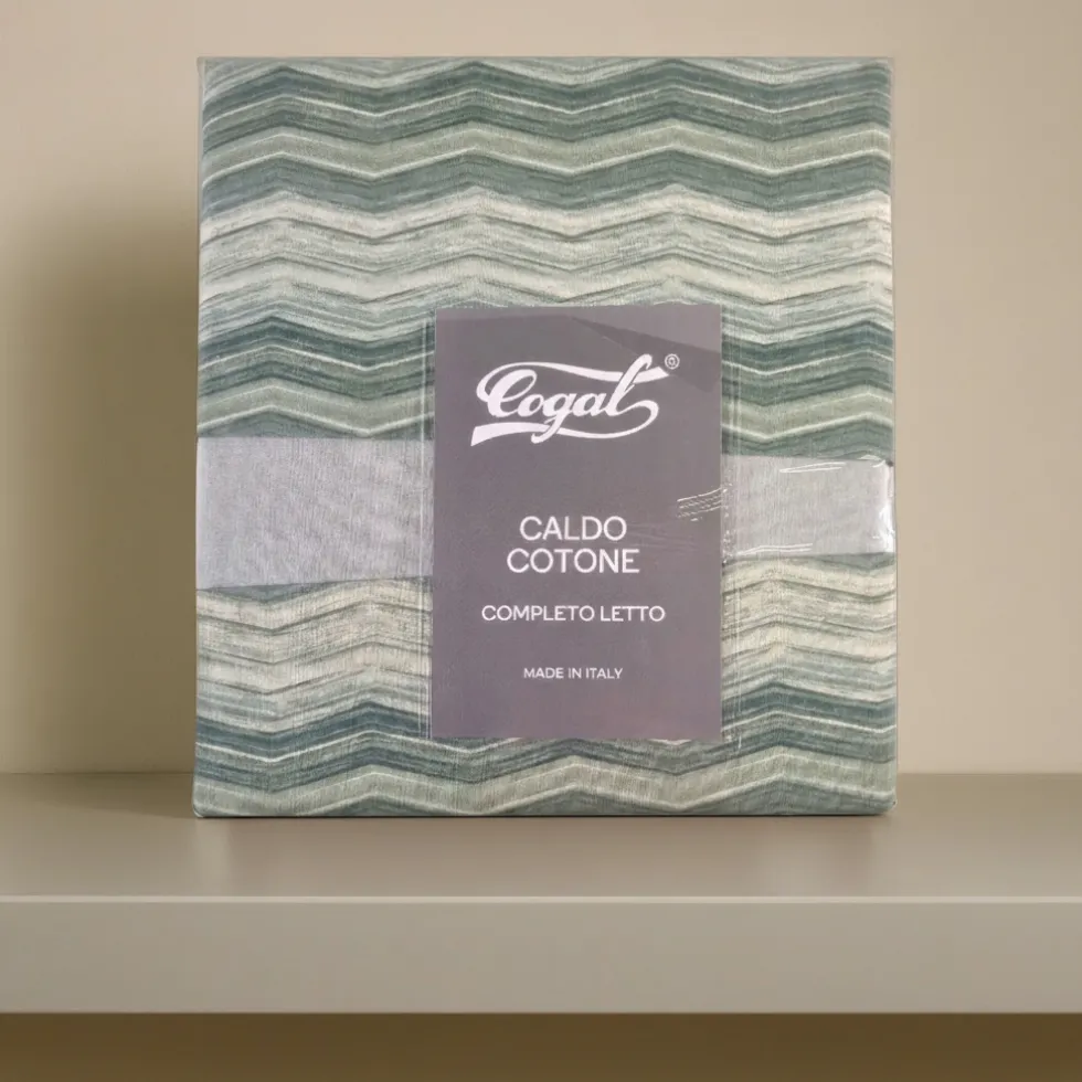 Cogal Copripiumino matrimoniale caldo cotone Zig-Zag verde