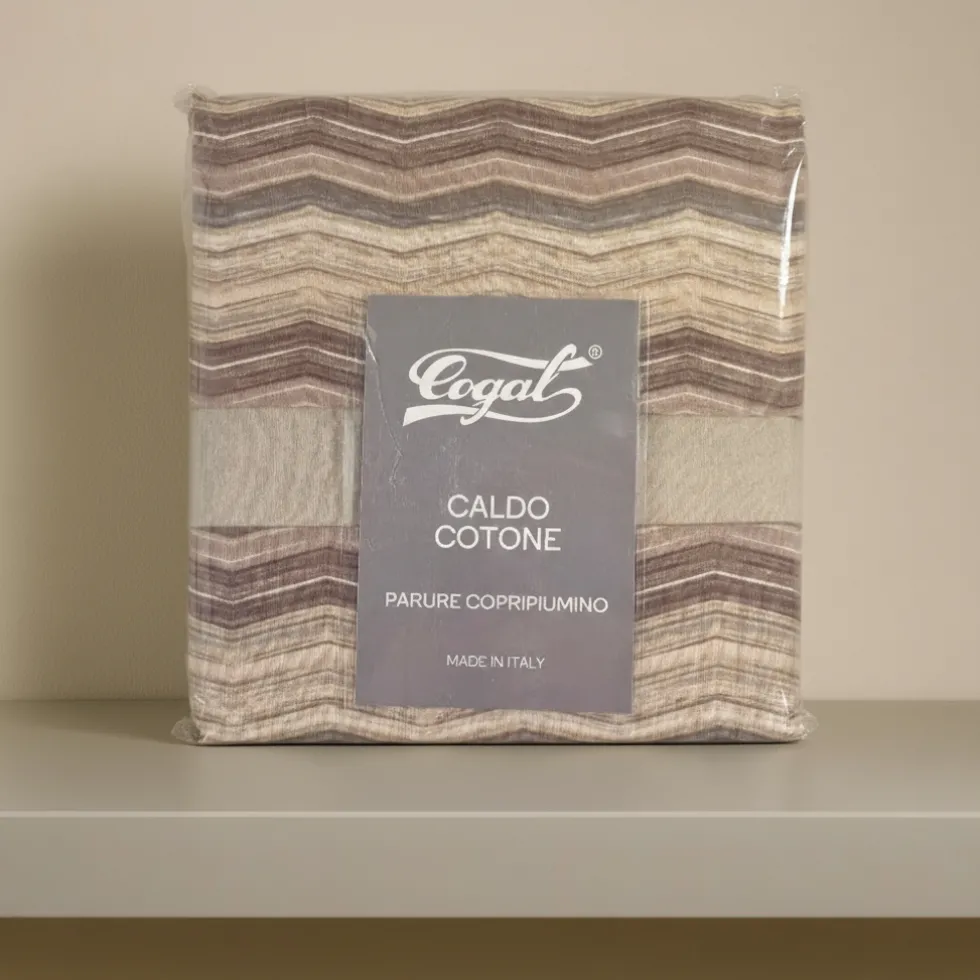 Cogal Copripiumino matrimoniale caldo cotone 250x245 Zig-Zag rosa antico