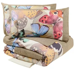 Completo copripiumino BORBONESE matrimoniale raso Butterfly