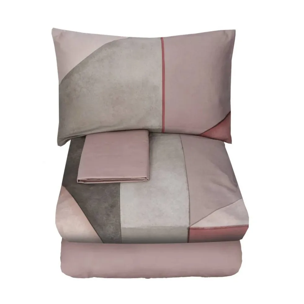 Completo copripiumino matrimoniale SOMMA raso CRONO rosa