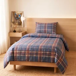 Completo Copripiumone Singolo Bassetti Kilt B2 turchese