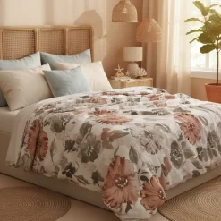 Completo Lenzuola 100% cotone Matrimoniali Alicante floreale phard