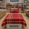 Completo lenzuola in cotone Bassetti Kilt R1 rosso Piazza e Mezza