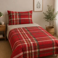Completo lenzuola in cotone Bassetti Kilt R1 rosso Piazza e Mezza