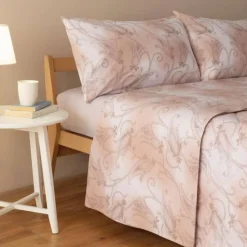 Completo lenzuola in cotone Bassetti RANCHI 41 effetto cachemire cipria