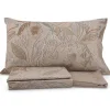 Completo Lenzuola in cotone matrimoniale Bassetti Aster foliage beige