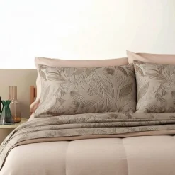 Completo Lenzuola in cotone matrimoniale Bassetti Aster foliage beige