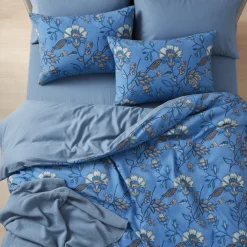 Completo Lenzuola in cotone matrimoniale Bassetti SIKAR Orientale blu