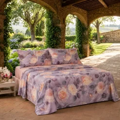 Completo Lenzuola in Percalle matrimoniale Enrico Coveri BRIGITTA rose