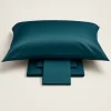Completo lenzuola in percalle matrimoniale Blumarine Stile blu ottanio