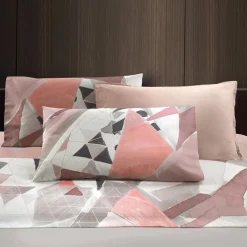 Completo lenzuola in puro cotone Gabel Shape Roseto