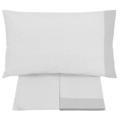 Completo lenzuola matrimoniale puro cotone Gabel Chromo argento