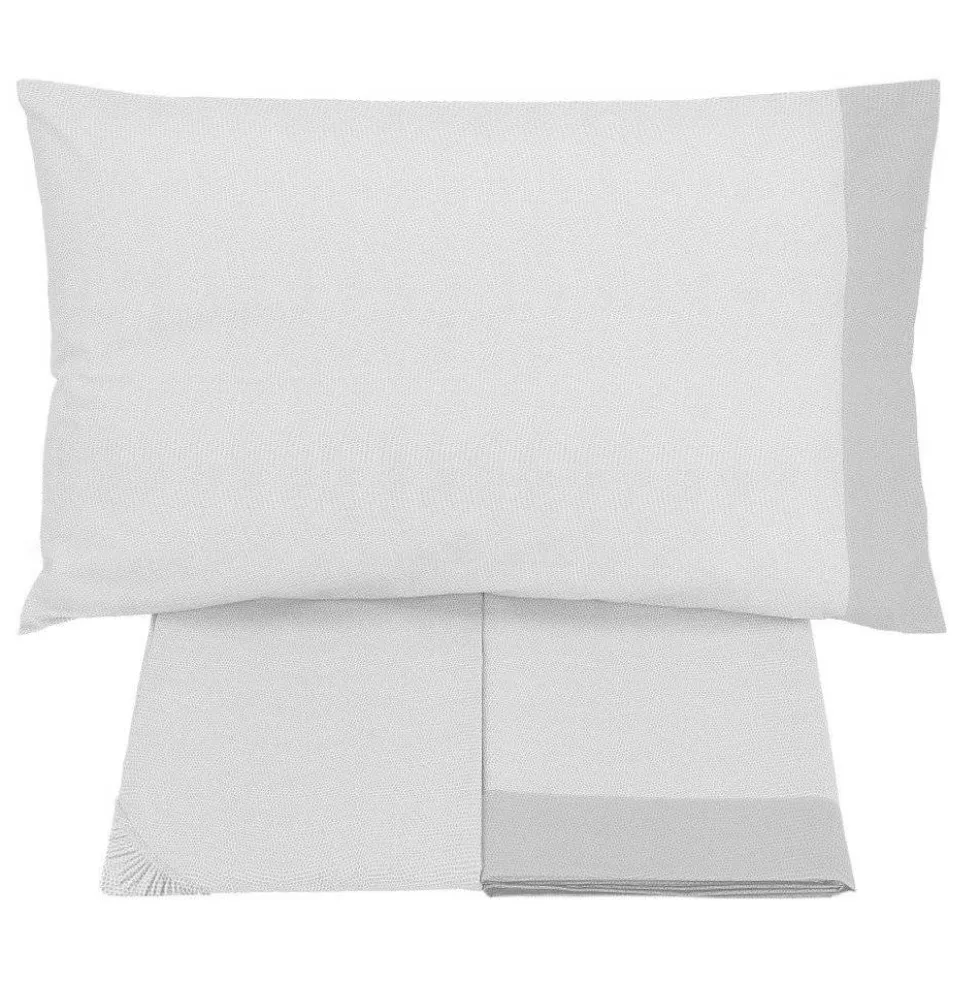Completo lenzuola matrimoniale puro cotone Gabel Chromo argento