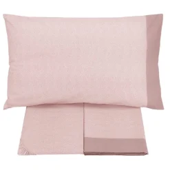 Completo lenzuola matrimoniale puro cotone Gabel Chromo rosa