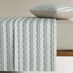 Completo lenzuola matrimoniali in caldo cotone invernale zig-zag verde
