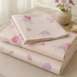 Completo Lenzuola matrimoniale Caleffi in cotone Flora beige