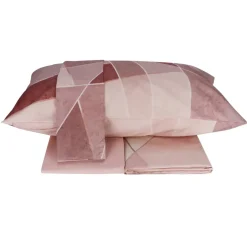 Completo lenzuola matrimoniali 100% cotone Gabel Glass rosa