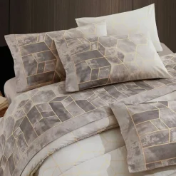 Completo lenzuola matrimoniali 100% cotone Gabel Deco greige
