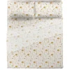 Completo lenzuola matrimoniale in cotone MARIBEL beige a fiorellini