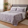 Completo lenzuola matrimoniali puro cotone ISOLDE floreale grigio