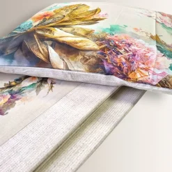 Completo lenzuola matrimoniali in puro cotone floreale color lino