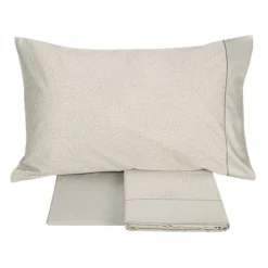 Completo lenzuola matrimoniali in raso Fazzini Sashiko grigio