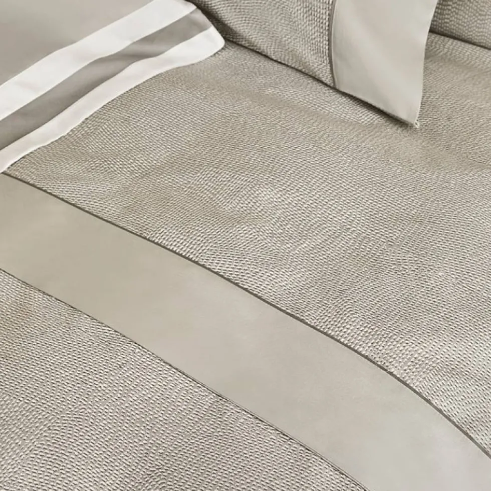 Completo lenzuola matrimoniali in raso Fazzini Sashiko grigio