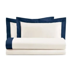 Completo lenzuola matrimoniale con balza in raso blu