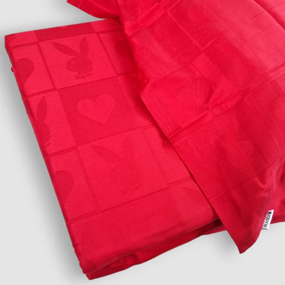 Completo Lenzuola matrimoniale in raso jacquard PLAYBOY bordeaux