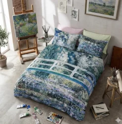 Completo lenzuola Ninfee di Monet puro cotone - Uso Copriletto