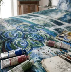 Completo lenzuola Ninfee di Monet puro cotone - Uso Copriletto