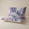 Completo Lenzuola 100% Percalle LEDA Foliage malva matrimoniale