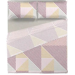 Completo Letto Matrimoniale Ramsey | 100% Cotone malva geometrico