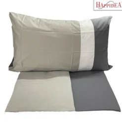 Completo letto matrimoniale Grigio chiaro Asfalto Puro cotone