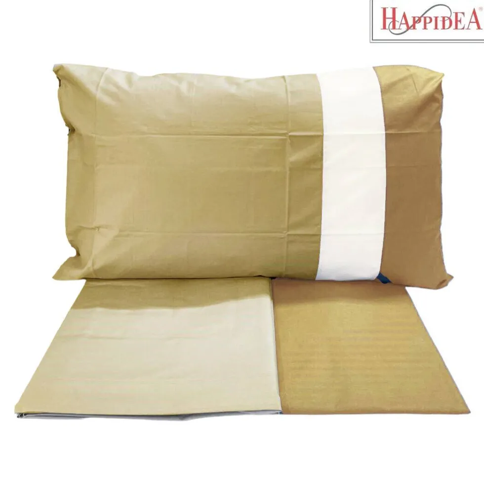 Completo letto matrimoniale Tinta unita Beige Tortora Puro cotone