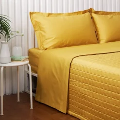 Completo Letto Matrimoniale Raso ZUCCHI Tinta Unita GIALLO OCRA