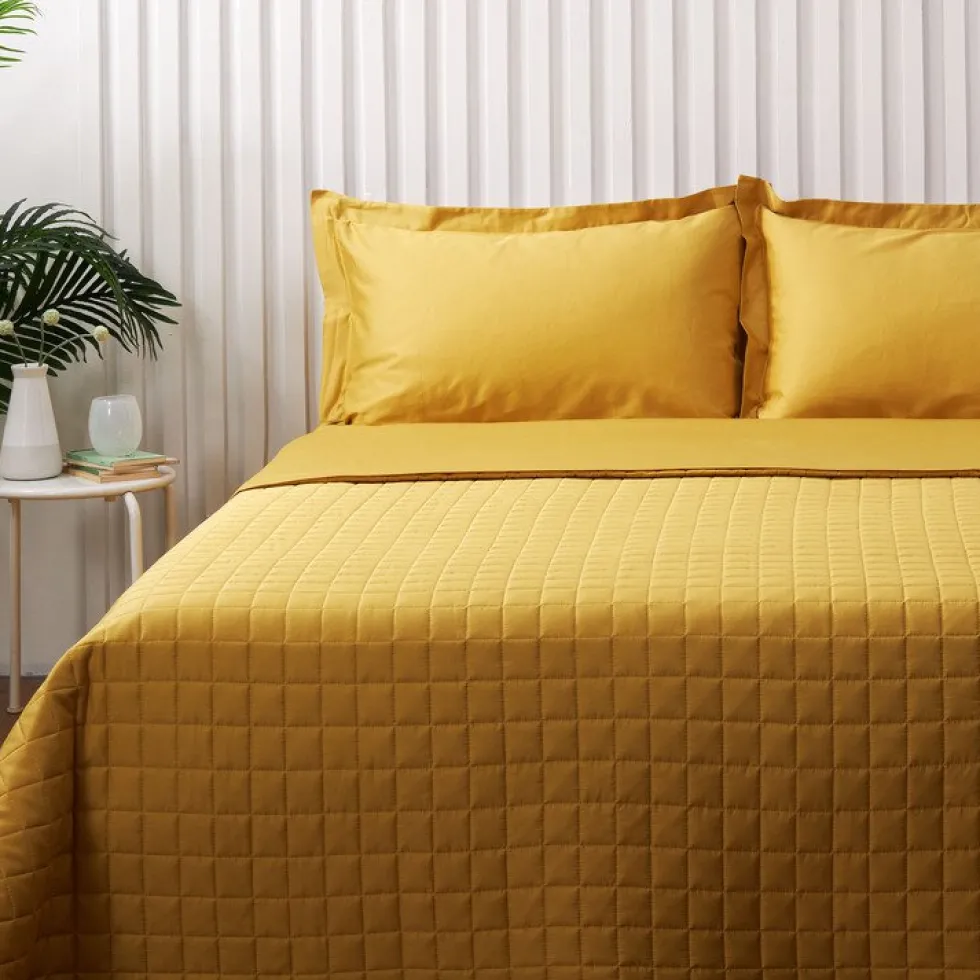 Completo Letto Matrimoniale Raso ZUCCHI Tinta Unita GIALLO OCRA